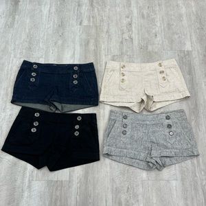 Four Express Linen Cotton Nautical Button Front Shorts Size 4